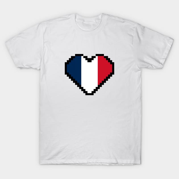 French Flag Pixel Art, France Flag  pixel art T-Shirt by mrsupicku